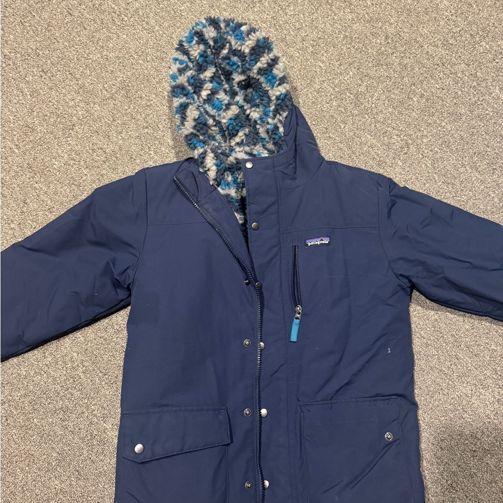 Patagonia Kids Navy Jacket with Fleece Hood